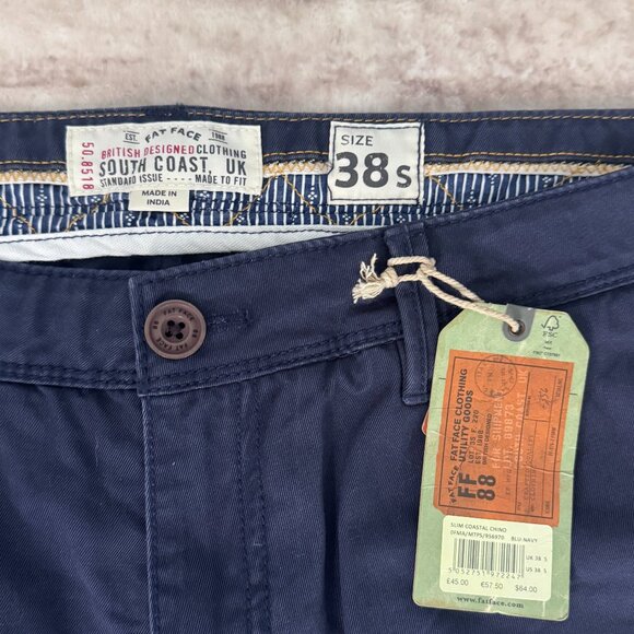Fat Face Slim Cut Stretch Chinos in Navy Blue, 38x30 - Picture 4 of 4